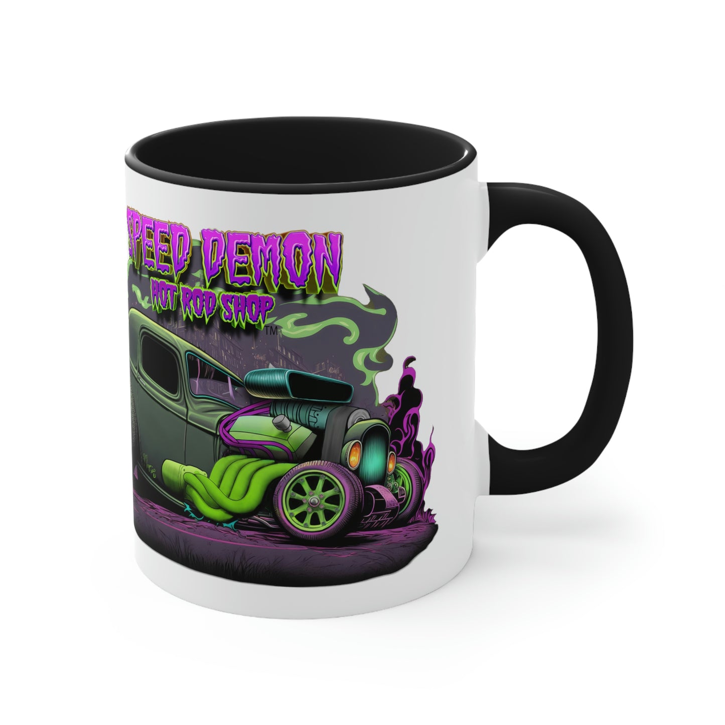 32 Ford Pink & Green Rat Rod - Speed Demon Hot Rod Shop Accent Coffee Mug, 11oz C35501