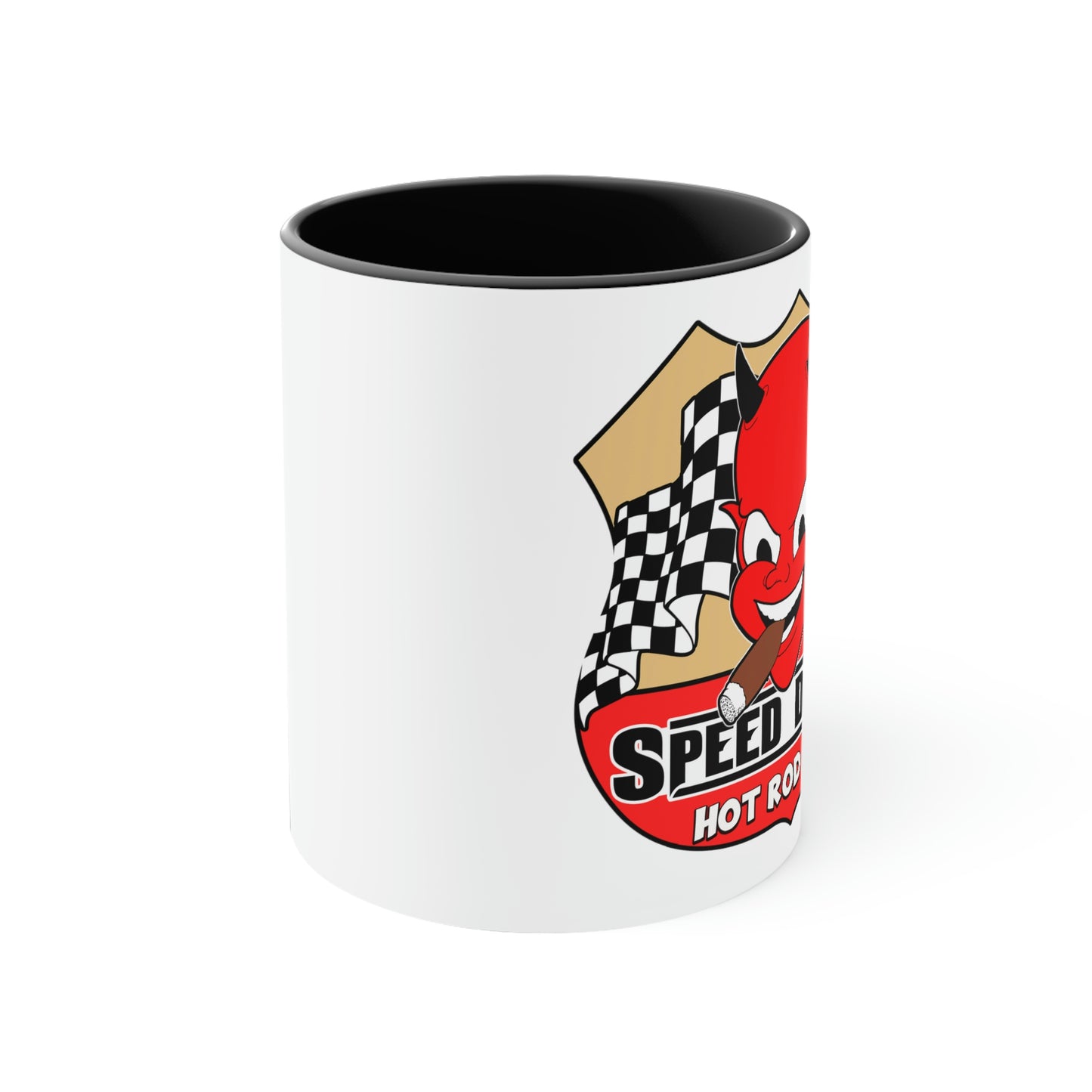 Speed Demon Hot Rod Shop Logo Accent Coffee Mug, 11oz