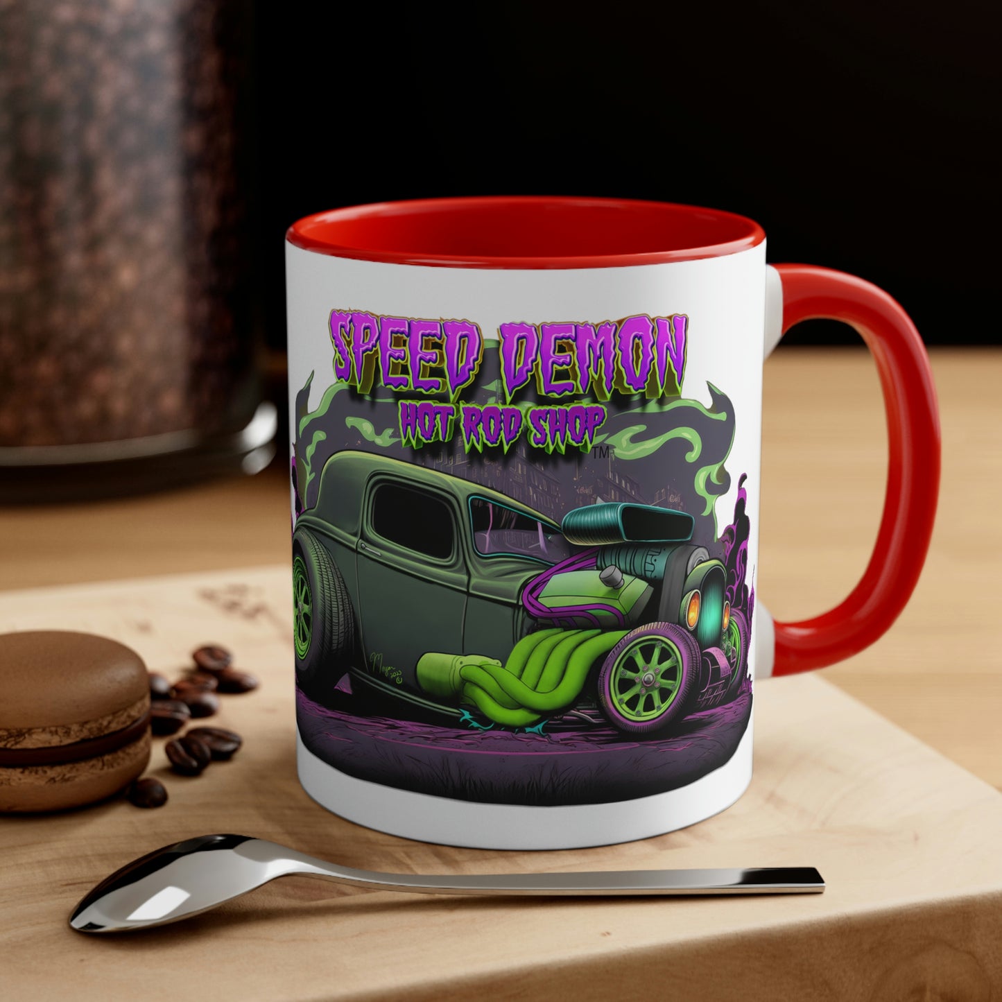 32 Ford Pink & Green Rat Rod - Speed Demon Hot Rod Shop Accent Coffee Mug, 11oz C35501