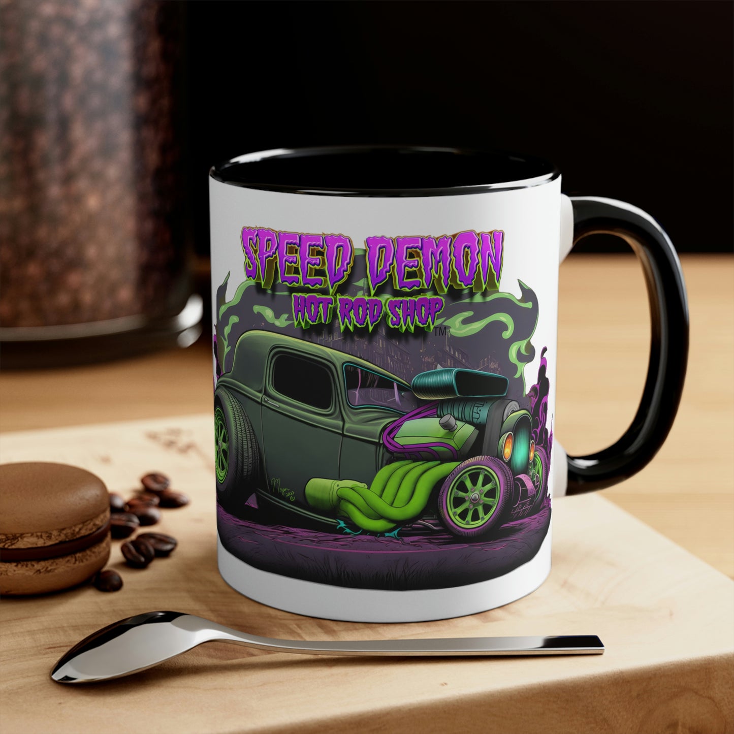 32 Ford Pink & Green Rat Rod - Speed Demon Hot Rod Shop Accent Coffee Mug, 11oz C35501