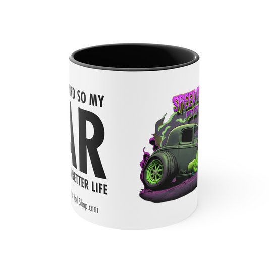 Speed Demon Hot Rod Shop Designs Two-Tone Coffee Mugs, 15oz