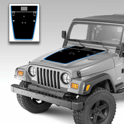 Jeep Wrangler Hood Vinyl Graphics Decal Stripe Kit for Jeep TJ 1996-2006 Blue Outer Stripe