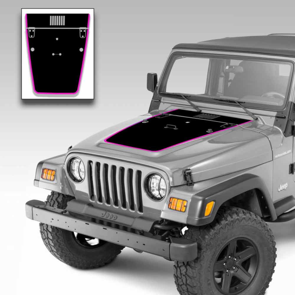 Jeep Wrangler Hood Vinyl Graphics Decal Stripe Kit for Jeep TJ 1996-2006 Pink Outer Stripe