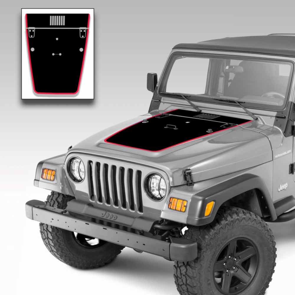 Jeep Wrangler Hood Vinyl Graphics Decal Stripe Kit for Jeep TJ 1996-2006 Red Outer Stripe