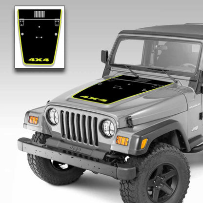 Jeep Wrangler Hood Vinyl Graphics Decal Stripe Kit for Jeep TJ 1996-2006  Yellow 4x4