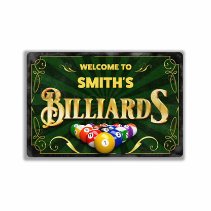 Personalized Vintage Billiards Rusty Metal Sign - Wall Art Vintage Metal Sign 12" x 8”