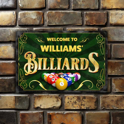 Personalized Vintage Billiards Rusty Metal Sign - Wall Art Vintage Metal Sign 12" x 8”