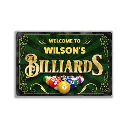 Personalized Vintage Billiards Rusty Metal Sign - Wall Art Vintage Metal Sign 12" x 8”