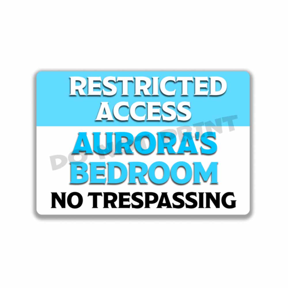 Personalized Blue Sign Restricted Access Bedroom Sign Wall Art Vintage Metal Sign 12" x 8”