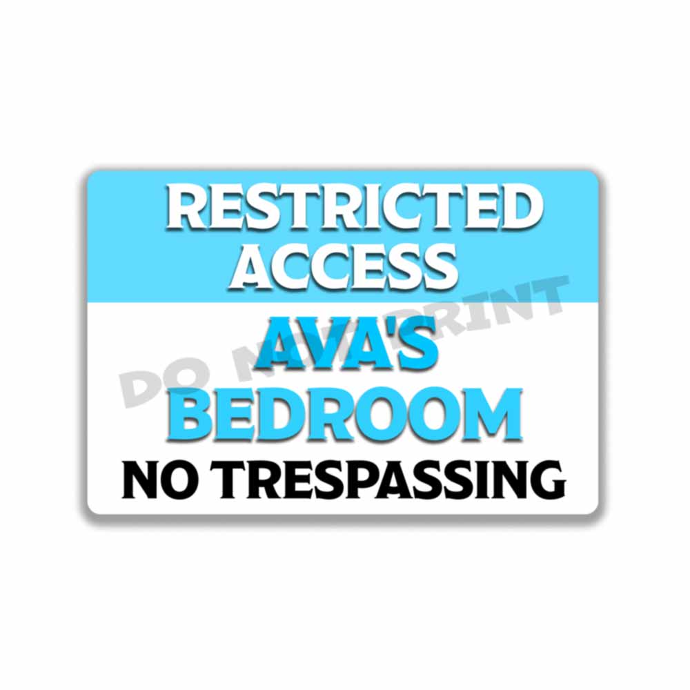 Personalized Blue Sign Restricted Access Bedroom Sign Wall Art Vintage Metal Sign 12" x 8”