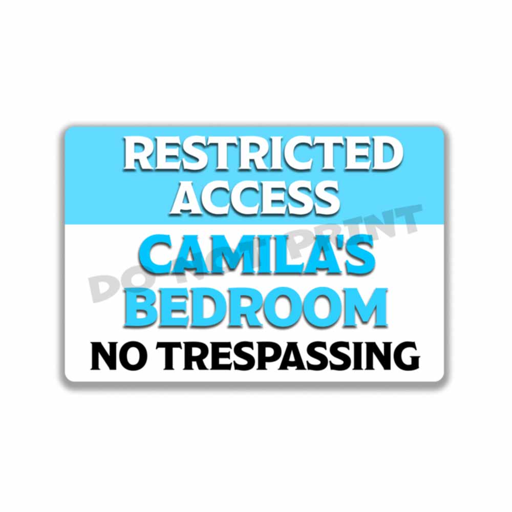 Personalized Blue Sign Restricted Access Bedroom Sign Wall Art Vintage Metal Sign 12" x 8”