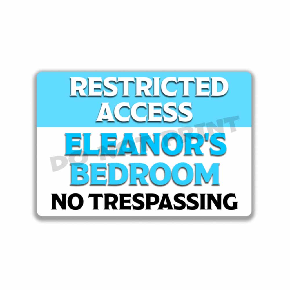 Personalized Blue Sign Restricted Access Bedroom Sign Wall Art Vintage Metal Sign 12" x 8”