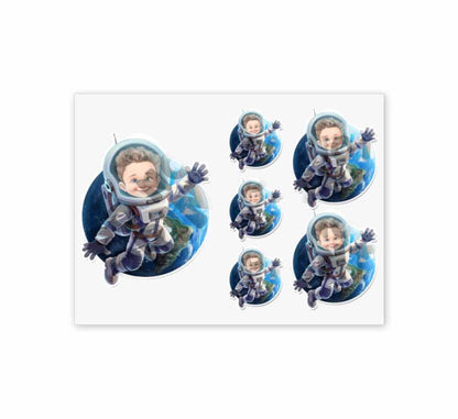 Personalized Child Lost in Space Caricature from Photo Sticker - 6 Pack