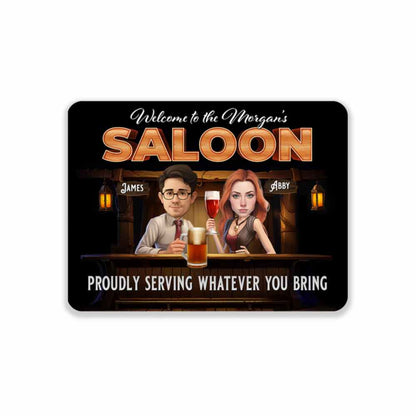 Bar Sign Personalized from Photo Western Saloon Design Custom Caricature Metal Sign