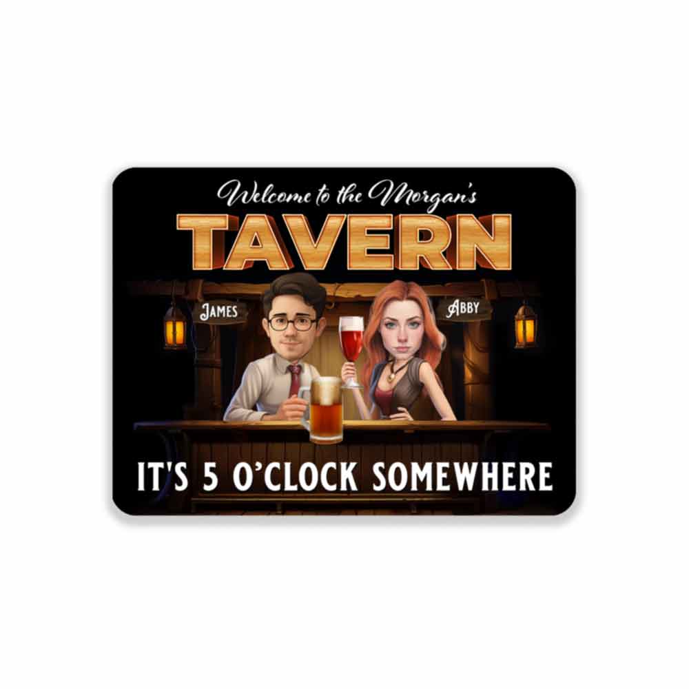 Bar Sign Personalized from Photo Western Saloon Design Custom Caricature Metal Sign