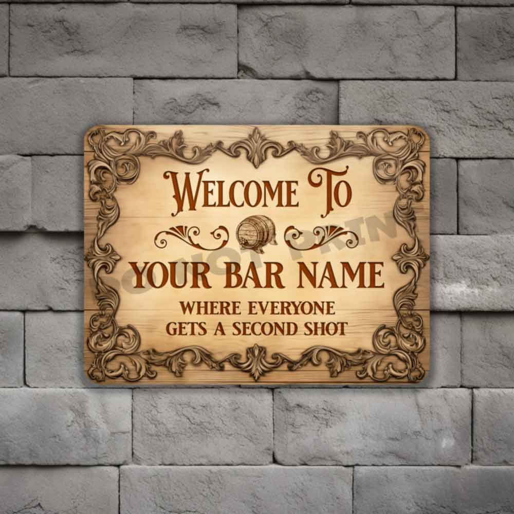 Personalized Vintage Etched Wood Sign - Vintage Pub Sign Classic Wall Art Metal Sign 12" x 9”