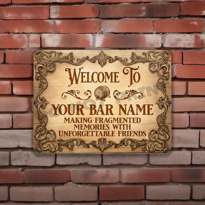 Personalized Vintage Etched Wood Sign - Vintage Pub Sign Classic Wall Art Metal Sign 12" x 9”