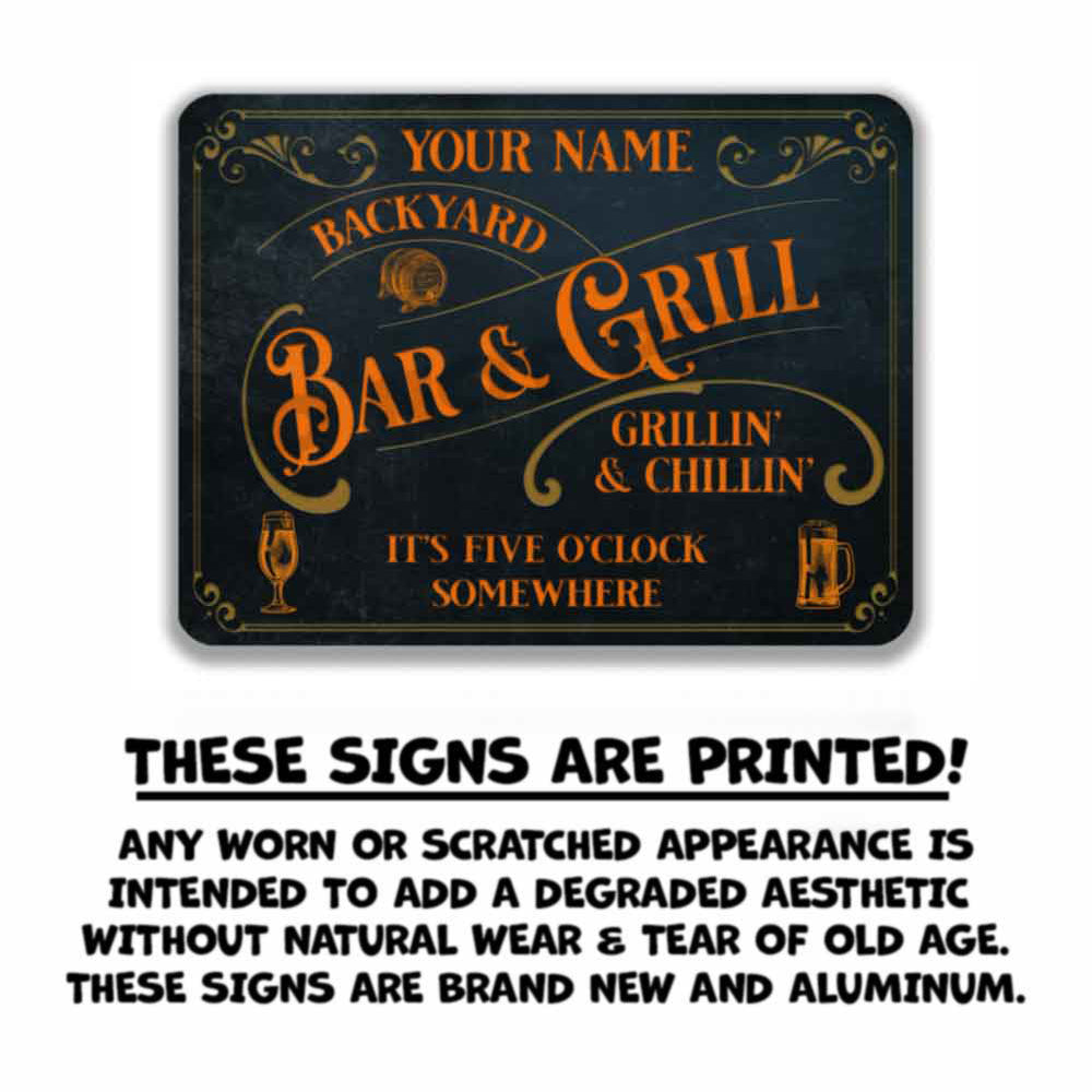 Personalized Bar Sign Vintage Old Blue Metal Sign Appearance Text