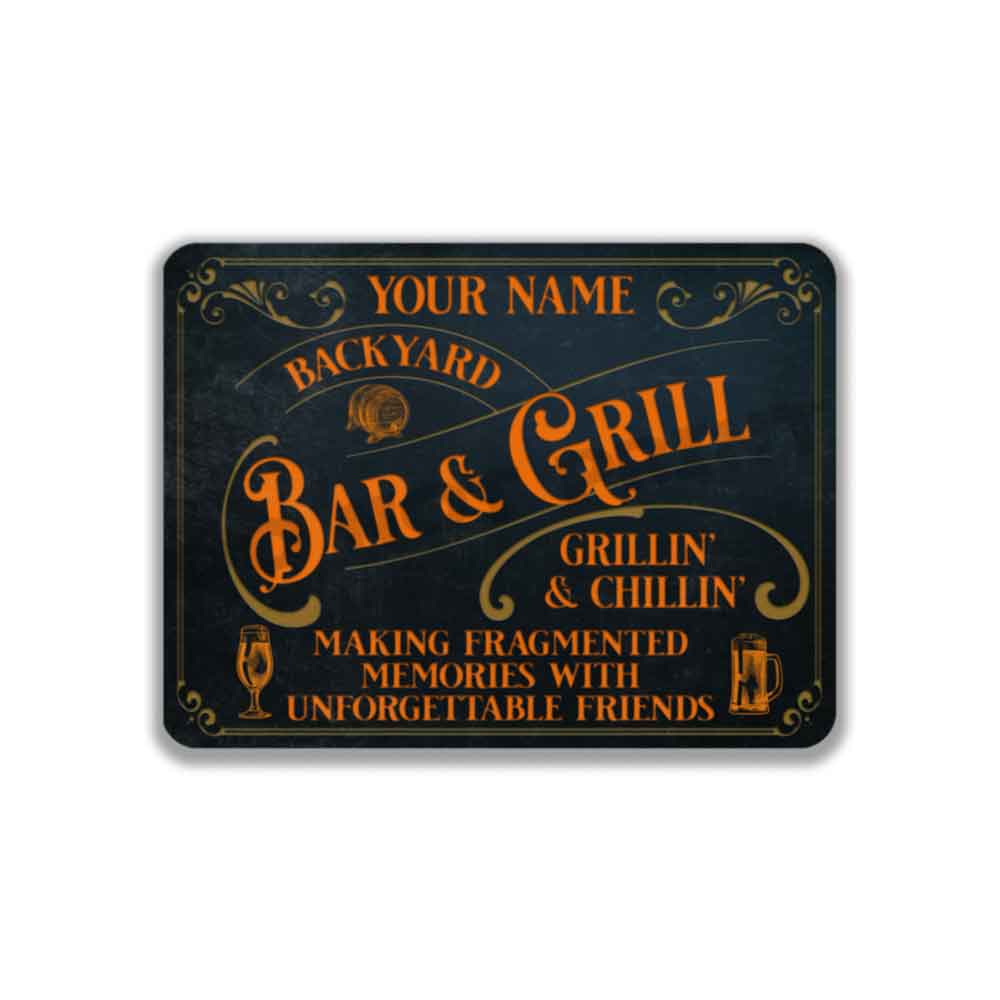 Personalized Bar Sign Vintage Old Blue Metal Sign Making Fragmented Memories with Unforgettable Friends