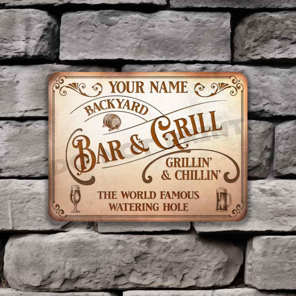 Personalized Bar Sign Vintage Rusty White Metal Sign - Vintage Pub Sign Classic Wall Art Metal Sign 12" x 9”