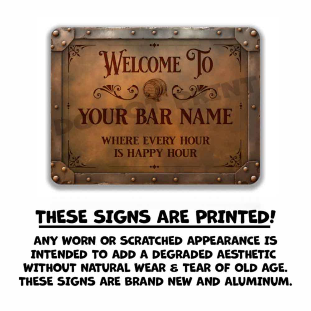 Personalized Rusty Bar Sign - Vintage Pub Sign Classic Wall Art Metal Sign 12" x 9”