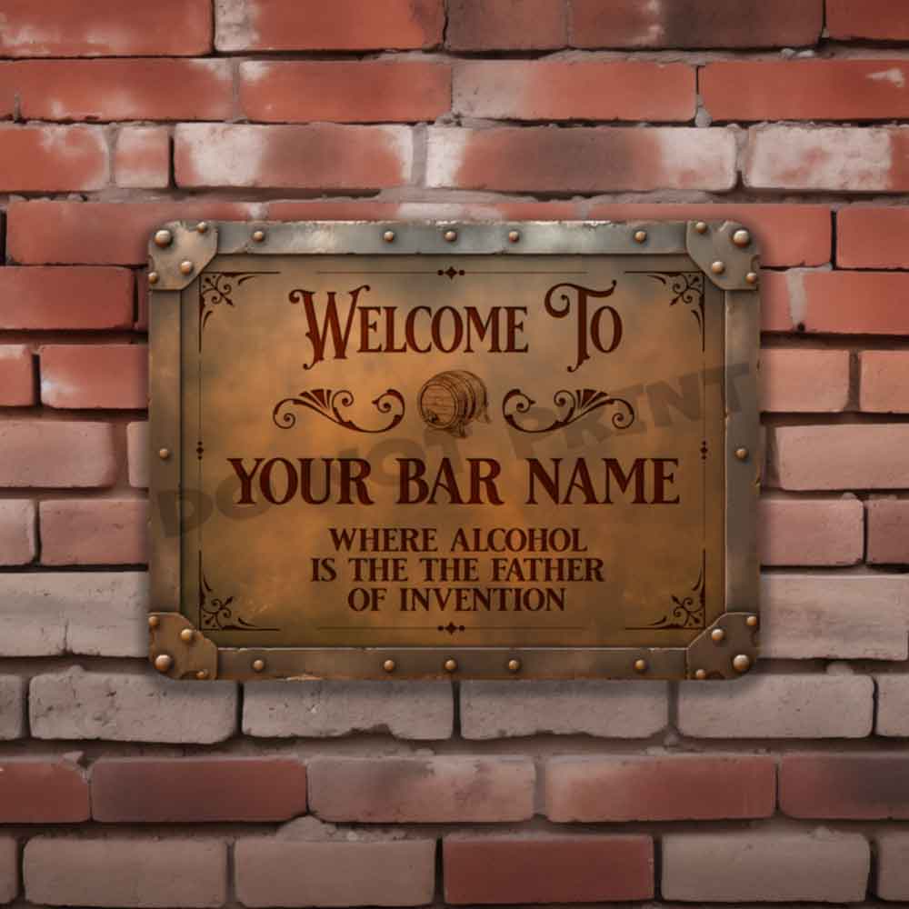 Personalized Rusty Bar Sign - Vintage Pub Sign Classic Wall Art Metal Sign 12" x 9”