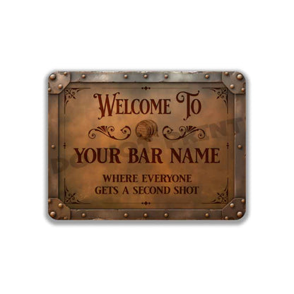 Personalized Rusty Bar Sign - Vintage Pub Sign Classic Wall Art Metal Sign 12" x 9”