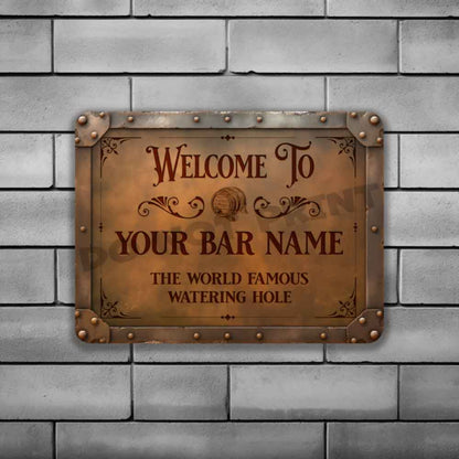 Personalized Rusty Bar Sign - Vintage Pub Sign Classic Wall Art Metal Sign 12" x 9”