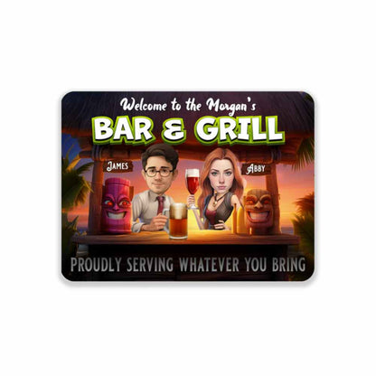 Tiki Bar Sign Personalized from Photo Design Custom Caricature Metal Sign