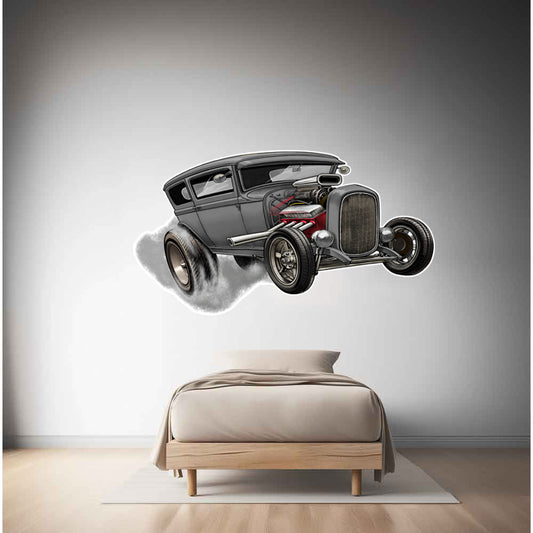 Child Driving 1929 Ford Sedan Tudor Wall Decals - Caricature Mural From Photo