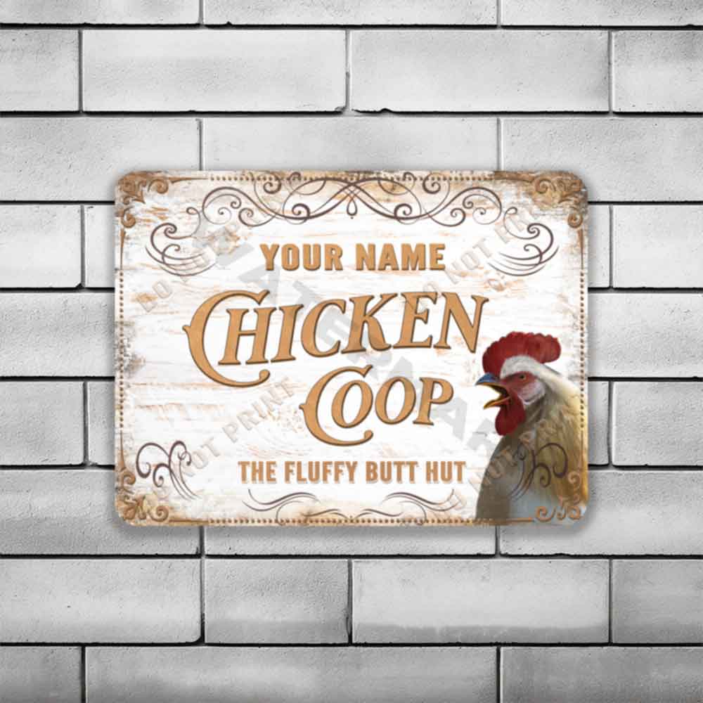 Vintage White Chicken Coop Sign The Fluffy But Hut