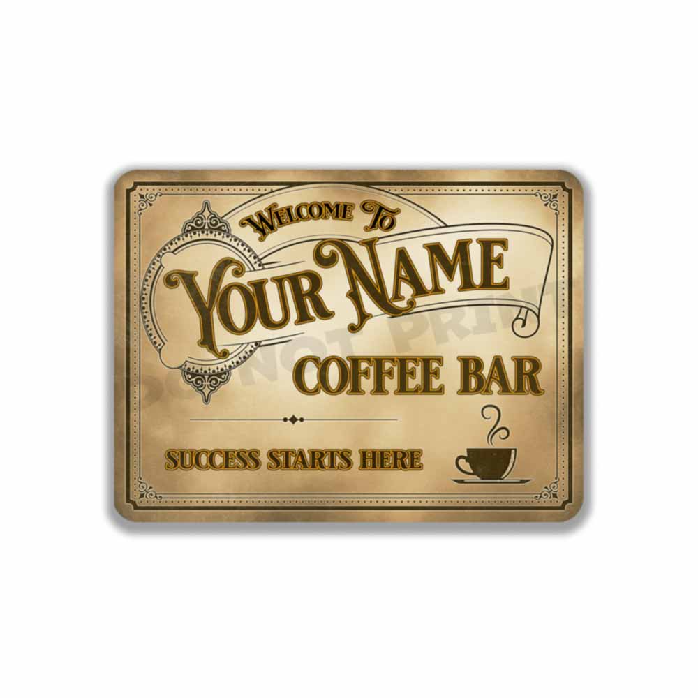 Personalized Coffee Bar Sign Vintage Old Light Café Metal Sign Success Starts Here