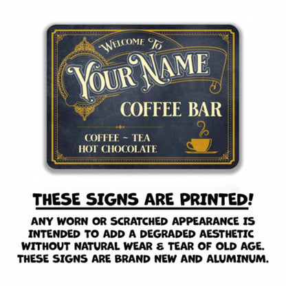 Personalized Vintage Coffee Bar Sign - Coffee Shop Sign Café Classic Wall Art Metal Sign 12" x 9”