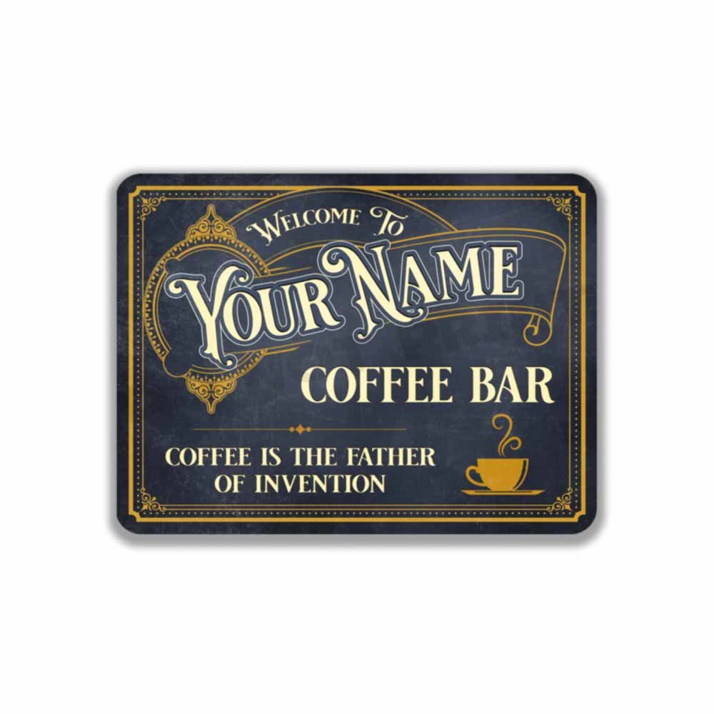 Personalized Vintage Coffee Bar Sign - Coffee Shop Sign Café Classic Wall Art Metal Sign 12" x 9”