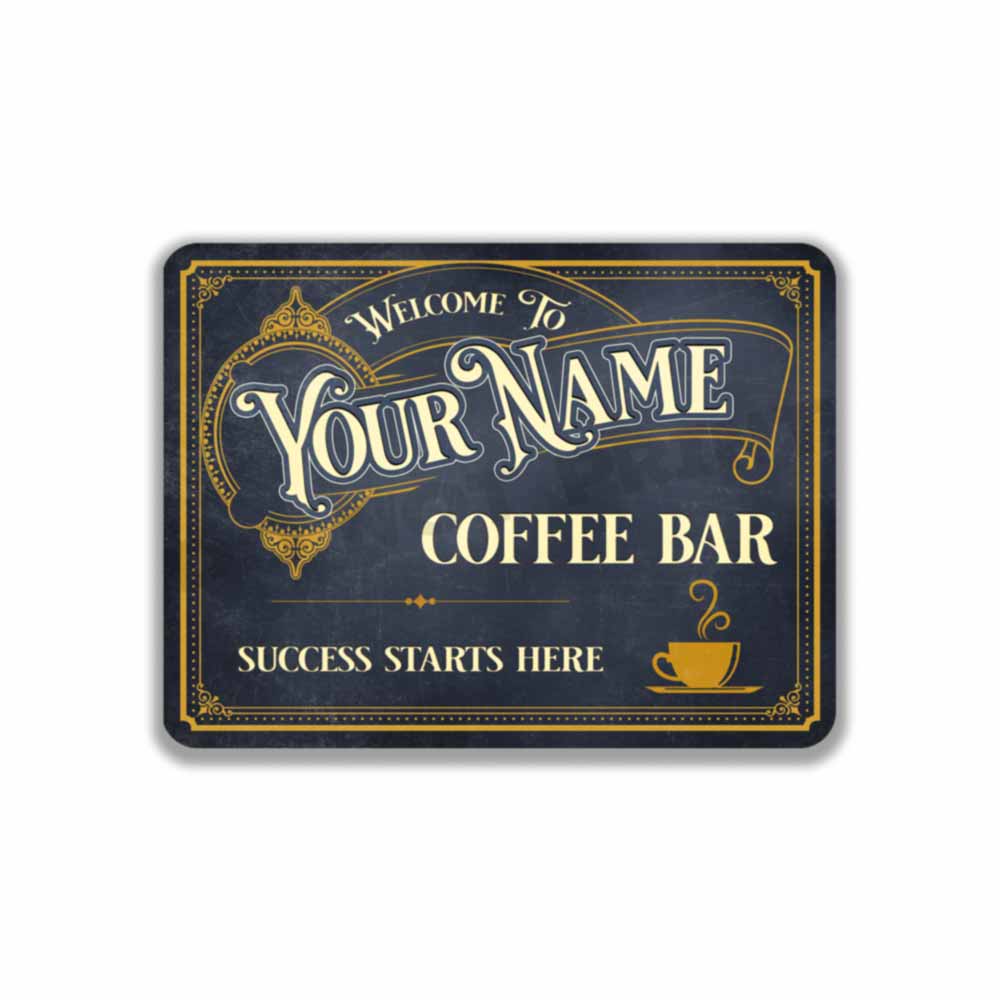 Personalized Vintage Coffee Bar Sign - Coffee Shop Sign Café Classic Wall Art Metal Sign 12" x 9”