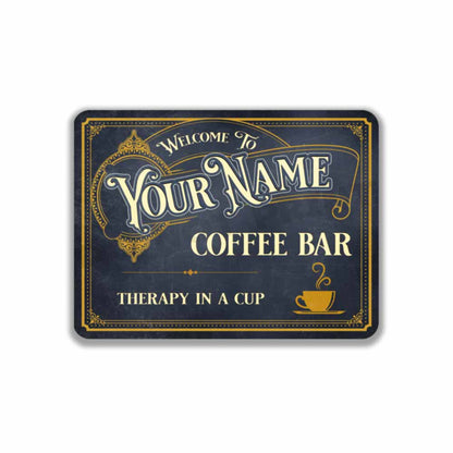 Personalized Vintage Coffee Bar Sign - Coffee Shop Sign Café Classic Wall Art Metal Sign 12" x 9”