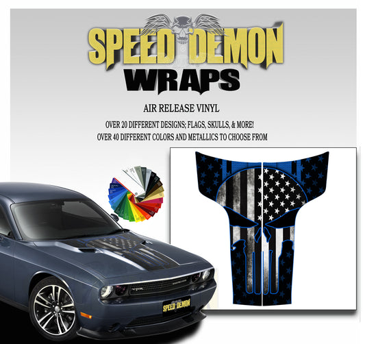 Dodge Challenger Hood Punisher Stripes 2011-2014 Subdued American Flag Blue
