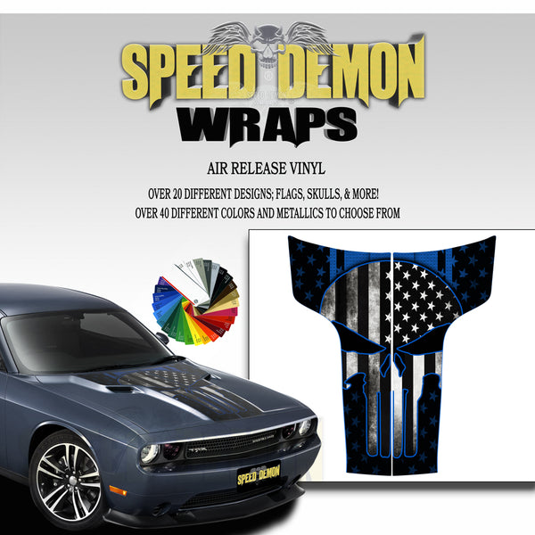 Dodge Challenger Hood Punisher Stripes 2011-2014 Subdued American Flag Blue