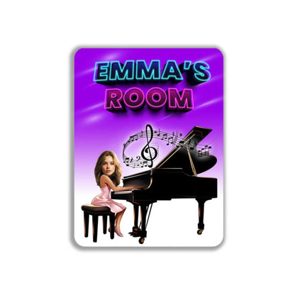 Personalized Pianist Metal Sign Funny Caricature Portrait from Photo 12" x 9”