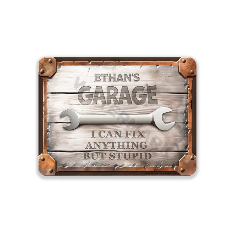 Rustic Garage Sign Wrench - Ethans Garage
