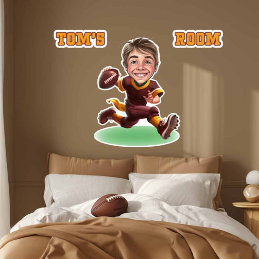 Football Caricature Wall Decals - Murals From Photo