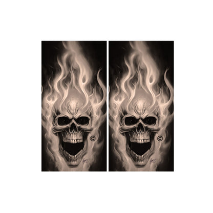 Flaming Skulls Cornhole Wraps Kustom Low Brow Art