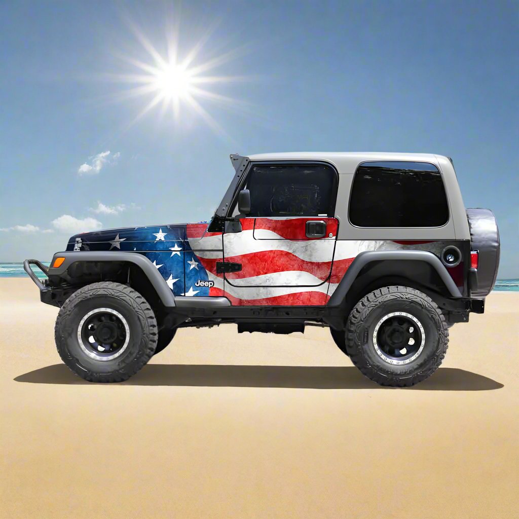 Grunge American Flag Jeep Wrangler TJ Trail-Armor Wrap 