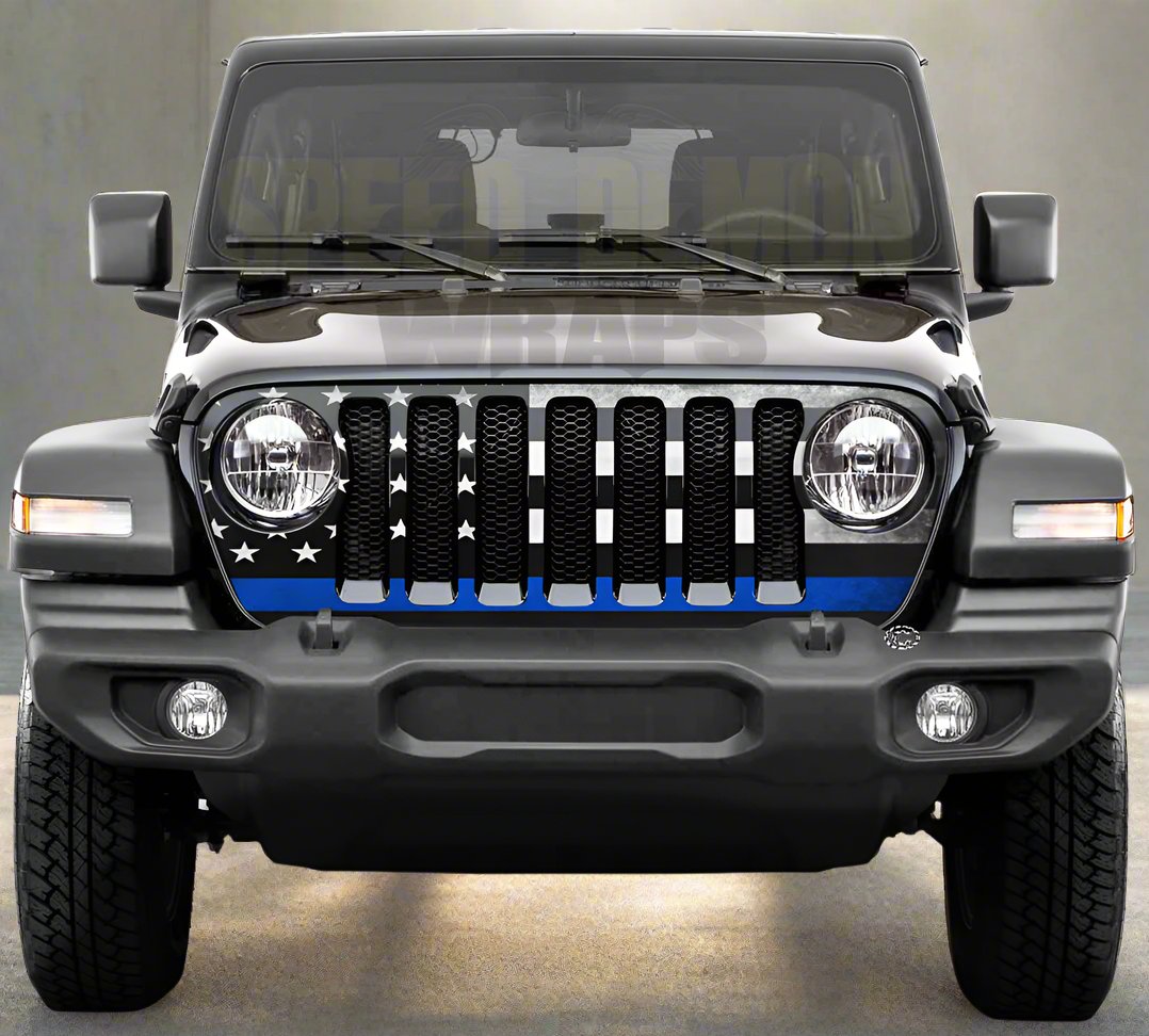 JL Jeep Wrangler Grill Wrap Thin Blue Line 2018-2024 