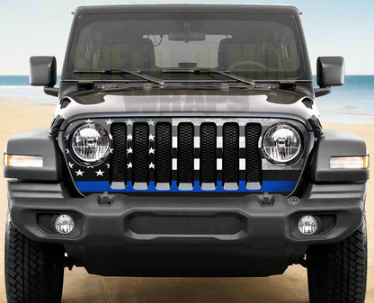 Jeep Wrangler Grill Wrap Police Flag Thin Blue Line 2018-2024 JL