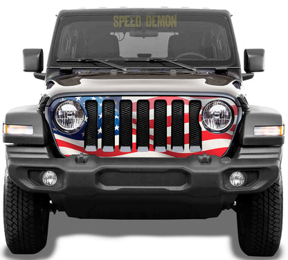 Jeep Wrangler Gril Wrap Waving American Flag JL 2018-2025 JL Models V2