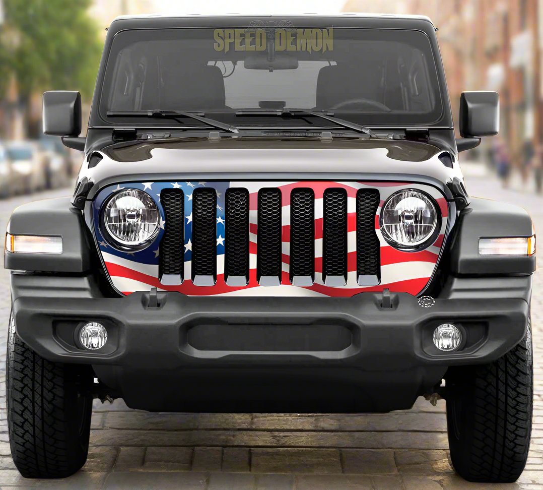 Jeep Wrangler Gril Wrap Waving American Flag JL 2018-2025 JL 