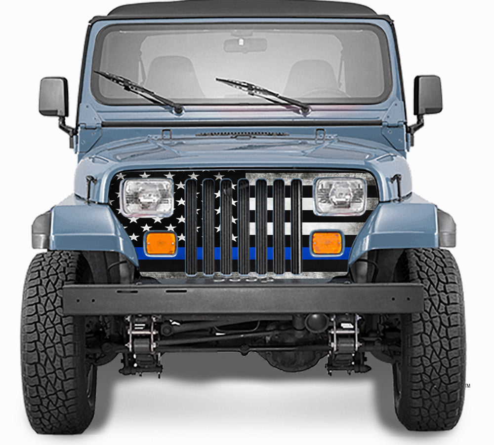 Jeep Wrangler Grill Wraps American Flag Blue Line 1987-1995 YJ 