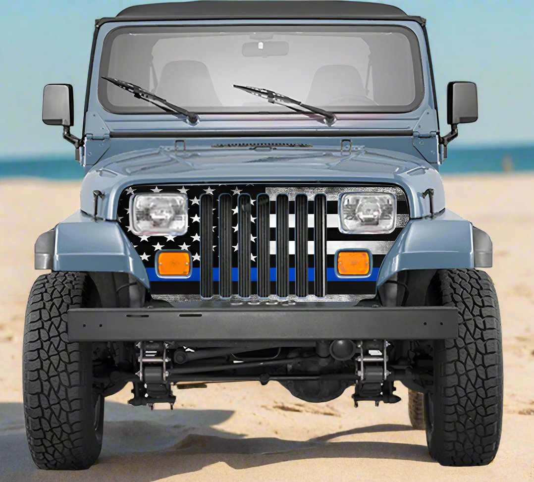 Jeep Wrangler Grill Wraps  Blue Line 