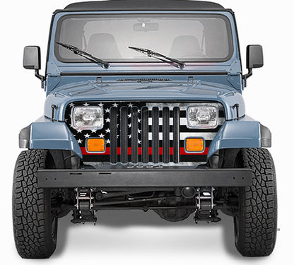 Jeep Wrangler Grill Wrap American Flag Subdued Red Line 1987-1995 YJ